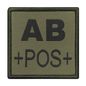 Groupe sanguin AB positif brodé sur tissu vert olive - A10 Equipment