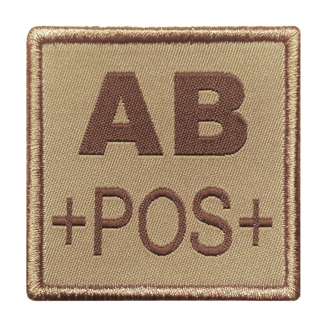 Groupe sanguin AB positif brodé sur tissu tan - A10 Equipment