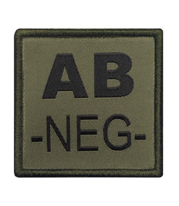 Patch groupe sanguin AB- brodé sur tissu vert olive - A10 Equipment