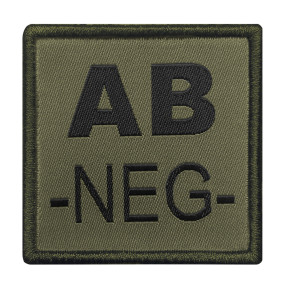 Patch groupe sanguin AB- brodé sur tissu vert olive - A10 Equipment