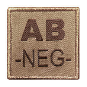 Patch groupe sanguin AB- brodé sur tissu tan - A10 Equipment