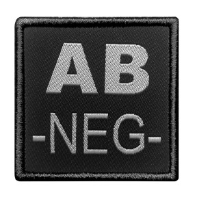 Patch groupe sanguin AB- brodé sur tissu noir - A10 Equipment