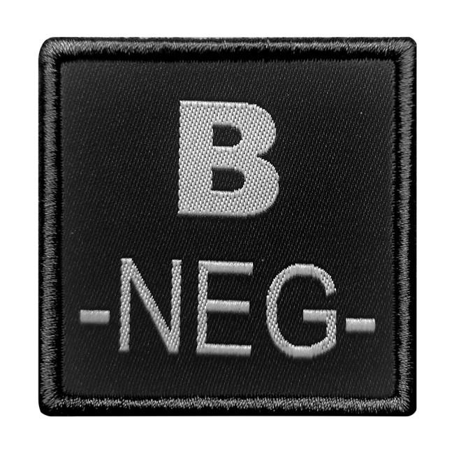 Patch groupe sanguin B- brodé sur tissu noir - A10 Equipment