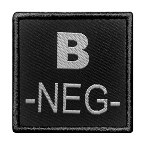 Patch groupe sanguin B- brodé sur tissu noir - A10 Equipment