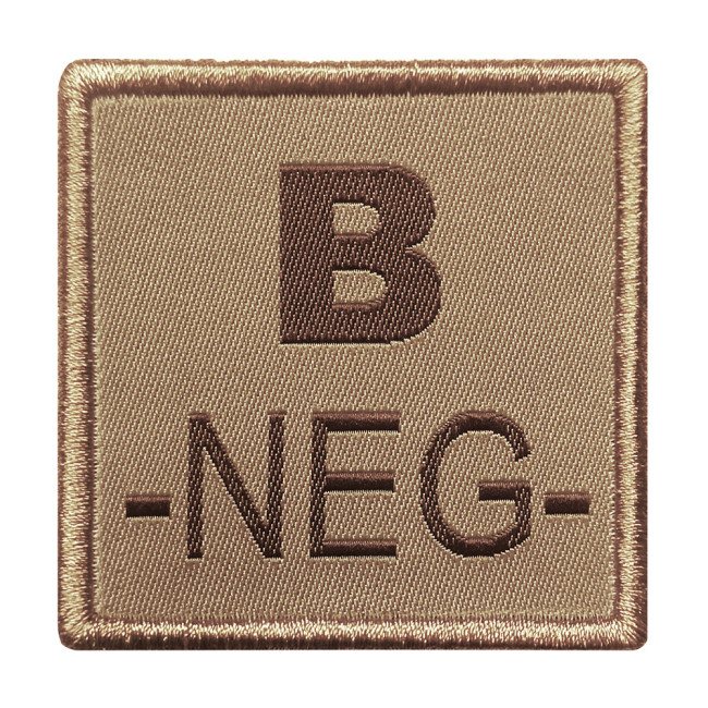 Patch groupe sanguin B- brodé sur tissu tan - A10 Equipment