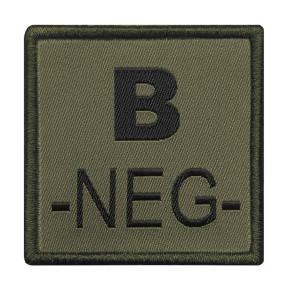 Patch groupe sanguin B- brodé sur tissu vert olive - A10 Equipment