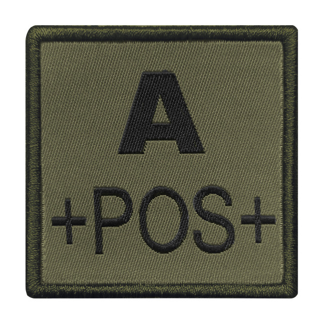 Patch groupe sanguin A+ brodé sur tissu vert olive - A10 Equipment