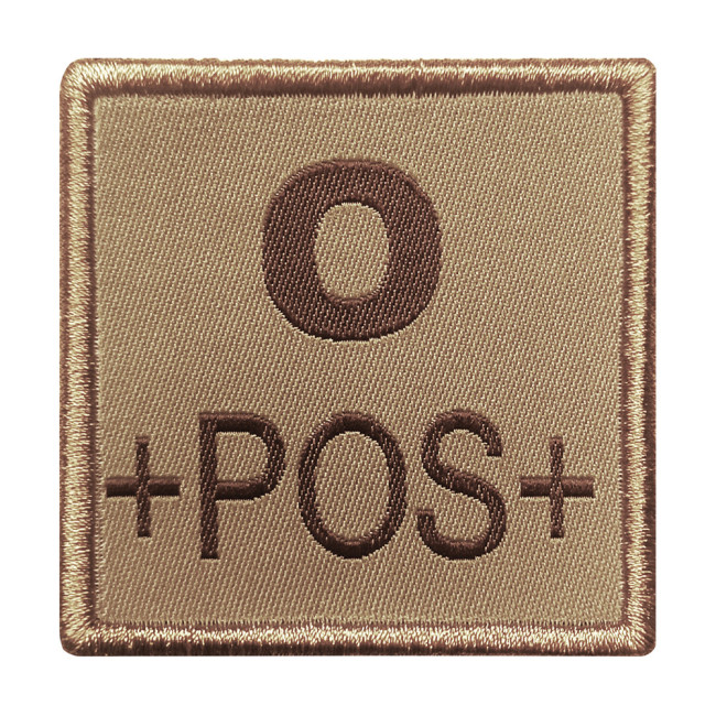 Patch groupe sanguin O+ brodé sur tissu tan - A10 Equipment Patch groupe sanguin O+ brodé sur tissu tan - A10 Equipment
