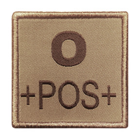 Groupe sanguin O positif brodé sur tissu tan - A10 Equipment