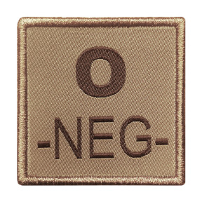 Patch bloedgroep O- geborduurd op tan stof - A10 Equipment