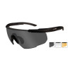 Lunettes de protection balistique Saber Advanced (kit 3 verres Gris/Incolore/Rouillé) - Noir - Wiley X