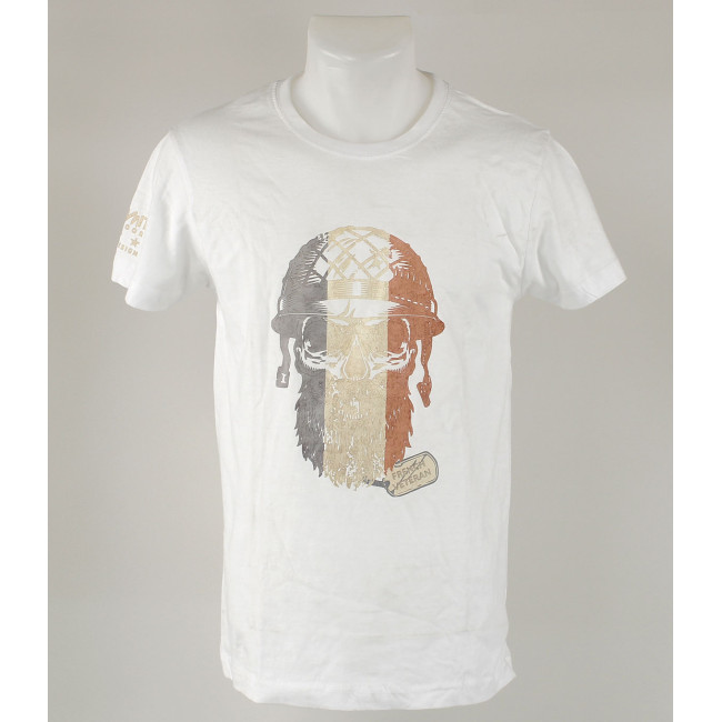 TEE-SHIRT 100% COTON FRENCH VETERAN BLANC - ARMY DESIGN BY SUMMIT OUTDOOR - Bon état - TS - Occasion