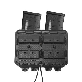 Dubbele zij-aan-zij magazijnhouder Bungy 8BL zwart voor M4/AR15 - Vega Holster