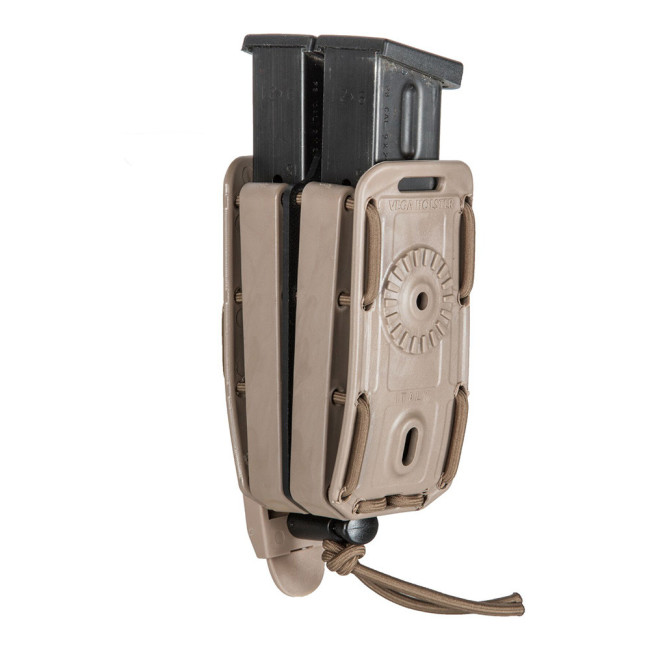Podwójny uchwyt na magazynek Bungy 8BL do pistoletu automatycznego tan - Vega Holster