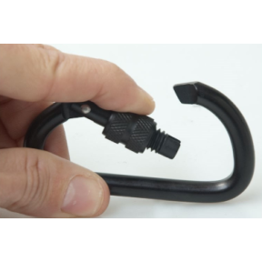 Aluminium karabijnhaak mat zwart 8 cm - Patrol