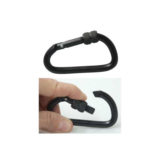 Zestaw 2 karabińczyków aluminiowych 6 cm czarne - Patrol