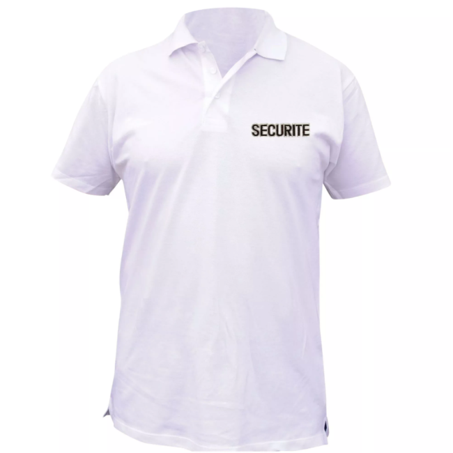 Polo blanc manches courtes brodé sécurité - Patrol