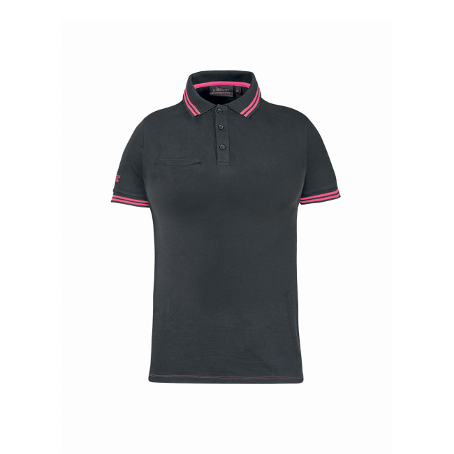 Werkpolo met korte mouwen voor dames WAY grijs fuchsia - U Power