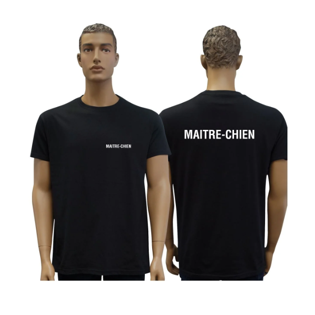 TEE SHIRT NOIR MC IMPRIME MAITRE CHIEN - Patrol Equipement