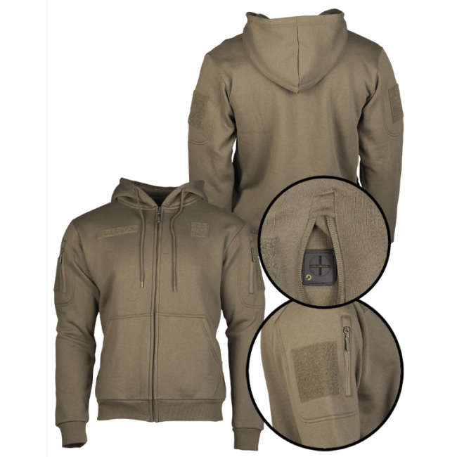 Sweat-shirt tactique avec capuchon et zip ranger green - Miltec