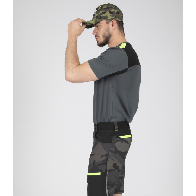 Kurzarm-Arbeits-T-Shirt Peter anthrazit/neongelb - North Ways