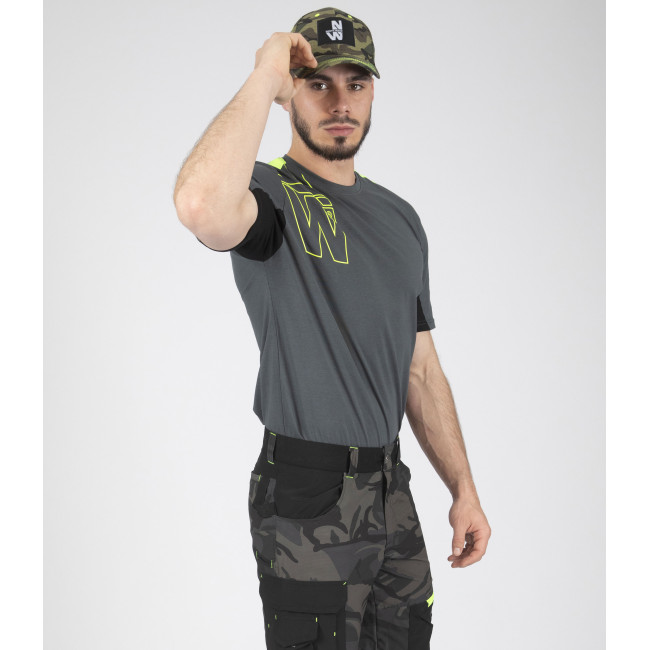 Kurzarm-Arbeits-T-Shirt Peter anthrazit/neongelb - North Ways