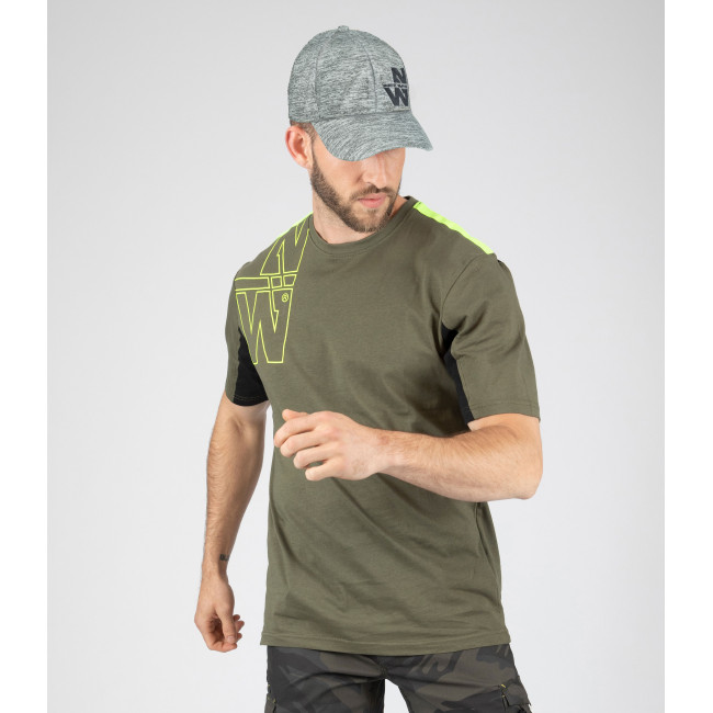 Koszulka robocza z krótkimi rękawami Peter khaki/żółty fluo - North Ways
