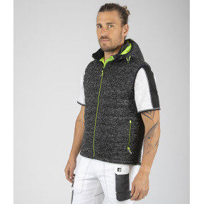 GILET SANS MANCHE MATELASSE TEDDY NOIR ET JAUNE FLUO - North Ways