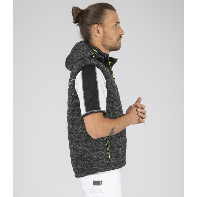 GILET SANS MANCHE MATELASSE TEDDY NOIR ET JAUNE FLUO - North Ways