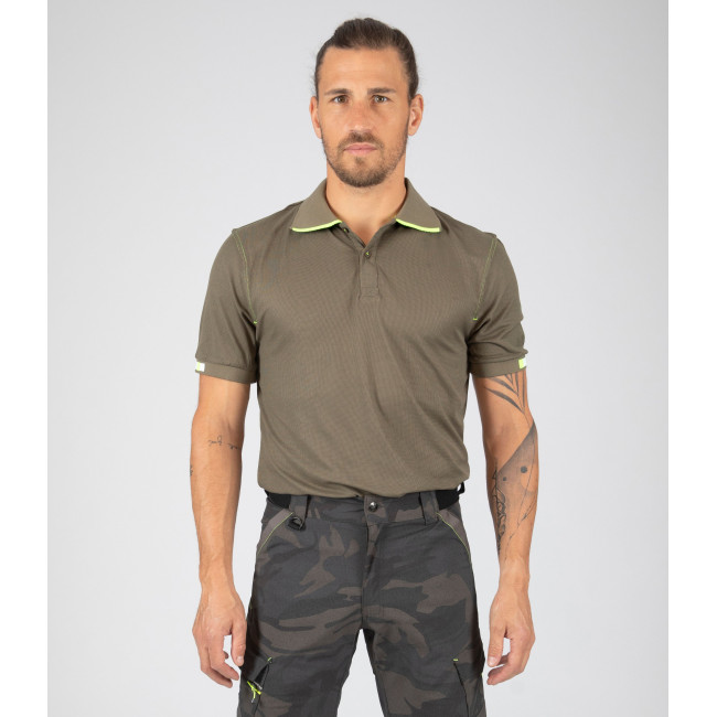 Werkpolo Beven kaki/fluorgeel - Nine Worths by North Ways