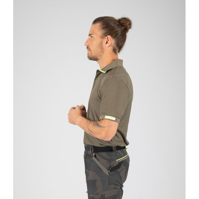 Werkpolo Beven kaki/fluorgeel - Nine Worths by North Ways