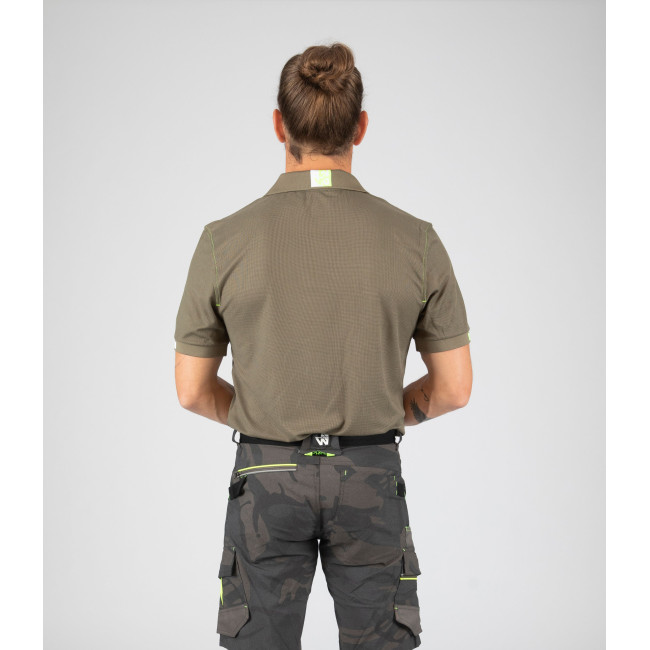 Werkpolo Beven kaki/fluorgeel - Nine Worths by North Ways