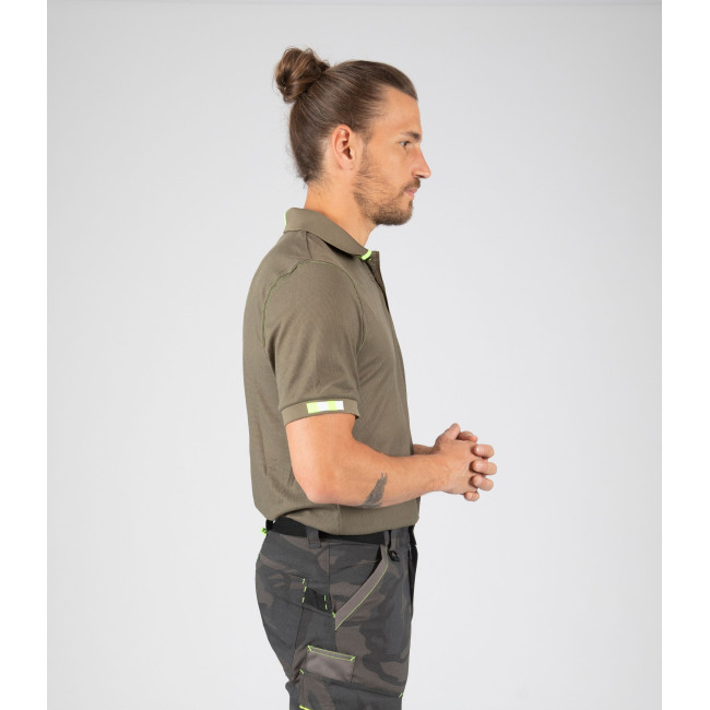 Polo de travail Beven kaki/jaune fluo - Nine Worths by North Ways