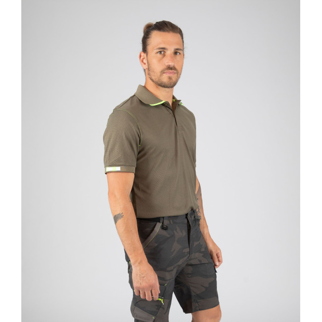 Polo de travail Beven kaki/jaune fluo - Nine Worths by North Ways