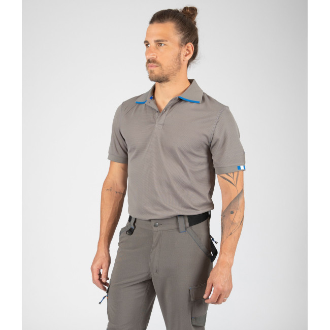 Polo de travail Beven gris/bleu - Nine Worths by North Ways
