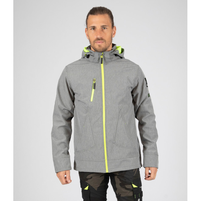 Softshell jas Borel grijs gemêleerd en fluogeel - Nine Worths by North Ways