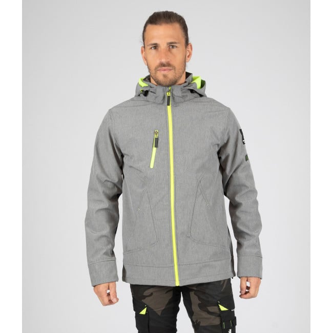 Veste softshell Borel gris chiné et jaune fluo - Nine Worths by North Ways