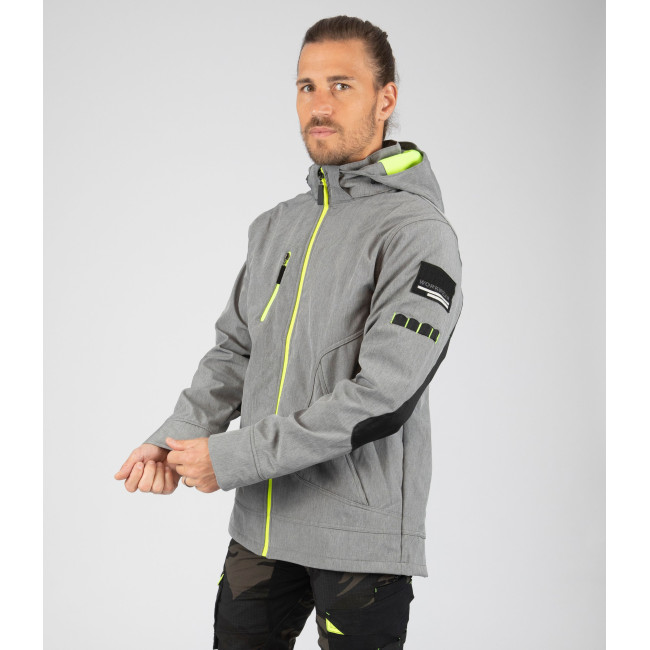 Veste softshell Borel gris chiné et jaune fluo - Nine Worths by North Ways