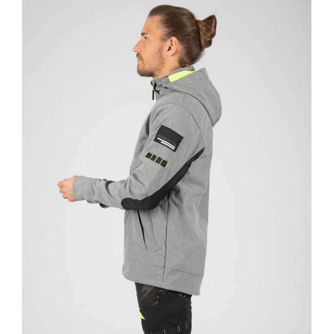 Veste softshell Borel gris chiné et jaune fluo - Nine Worths by North Ways