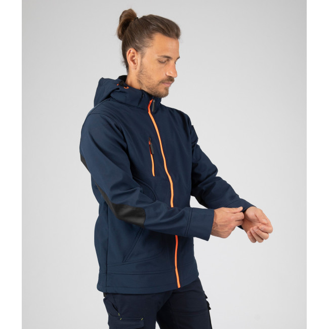 Softshell-Jacke Borel marineblau und neonorange - Nine Worths by North Ways