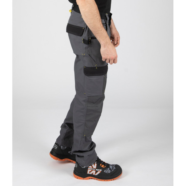 PANTALON DE TRAVAIL MULTIPOCHES CARY GRIS ET NOIR - North Ways