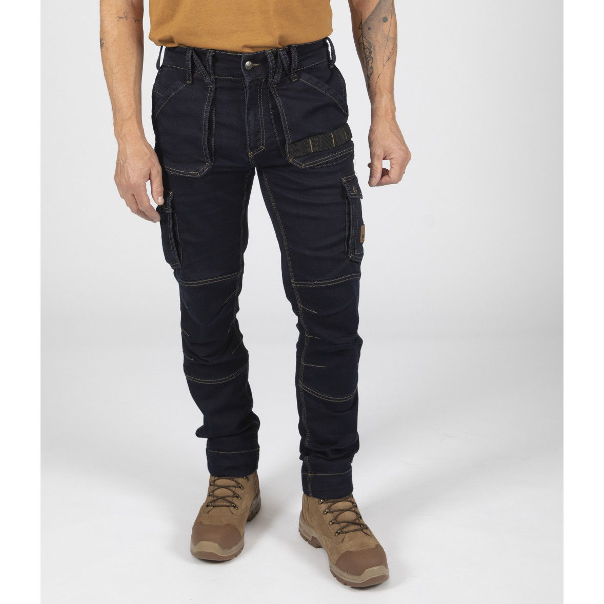 Pantalon de travail multipoches en jean Usain Nine Worths by