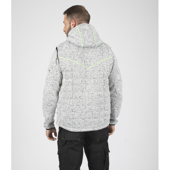 GILET SANS MANCHE MATELASSE TEDDY GRIS CHINE ET VERT FLUO - Nine Worths by North Ways