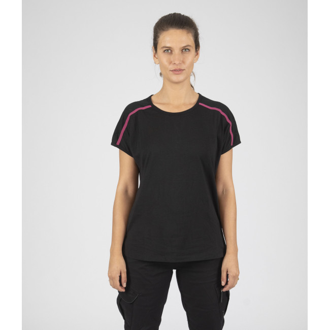 T-shirt manches courtes Mia noir/fushia - Nine Worths by North Ways