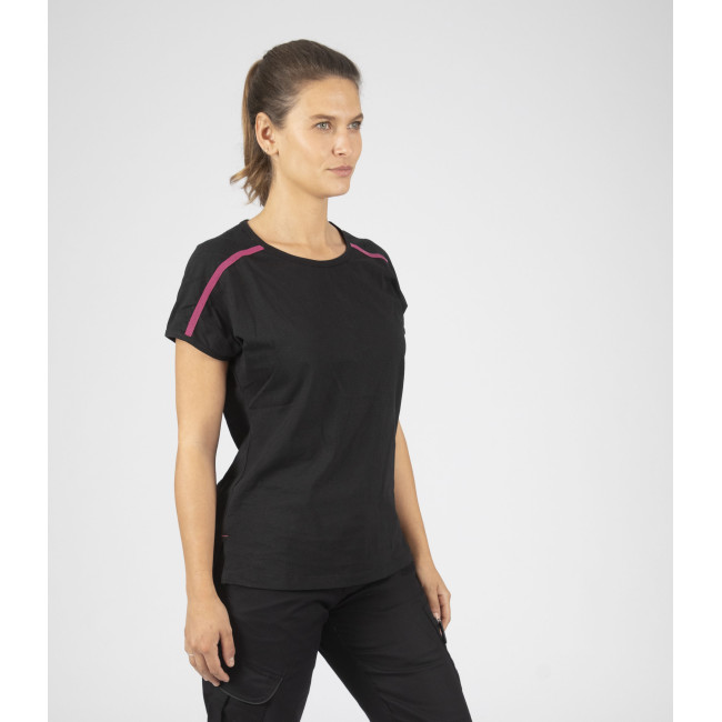 T-shirt manches courtes Mia noir/fushia - Nine Worths by North Ways