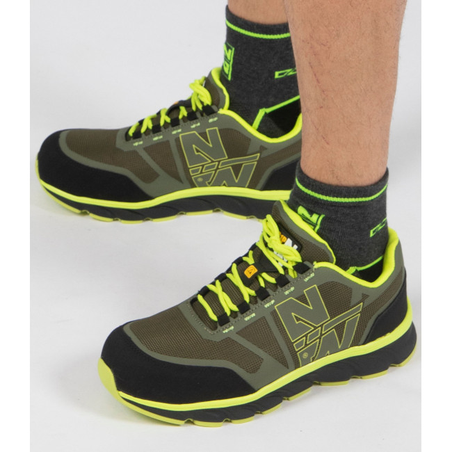 Veiligheidsschoenen Justin S1P SRC kaki/fluor geel - Nine Worths by North Ways