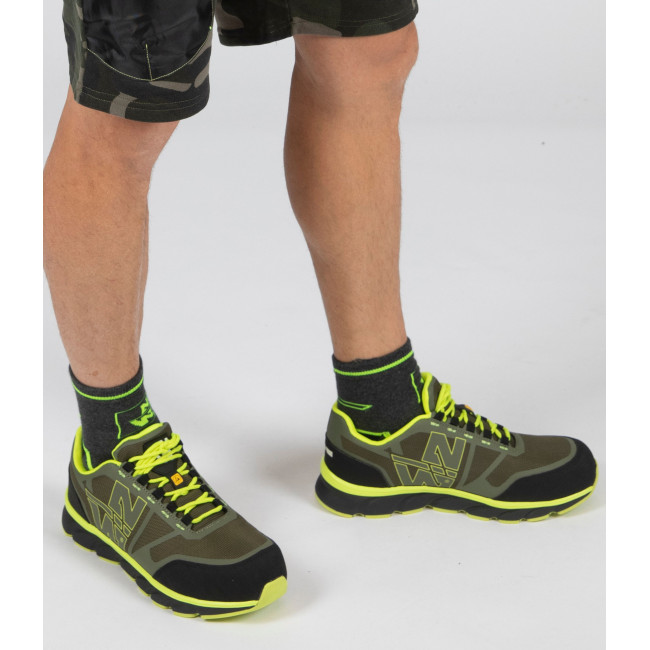Chaussures de sécurité Justin S1P SRC kaki/jaune fluo - Nine Worths by North Ways