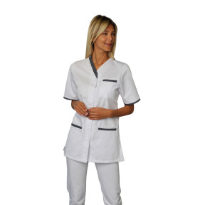 Tunique femme manches courtes Suzie Blanc et denim - SNV