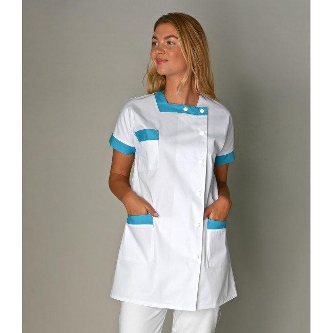 Tunique médicale Femme polycoton BERNY Blanc/Atoll - SNV
