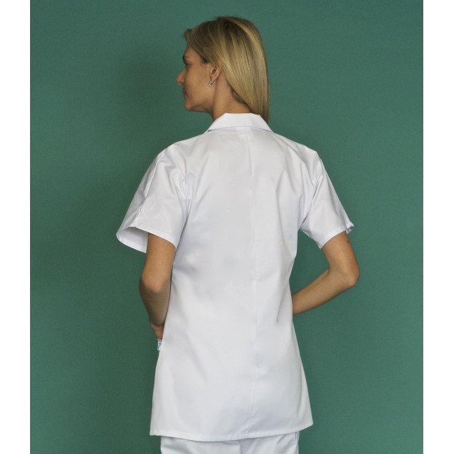 Damen-Tunika mit kurzen Ärmeln aus Polyester-Baumwolle Manue Weiß - SNV
